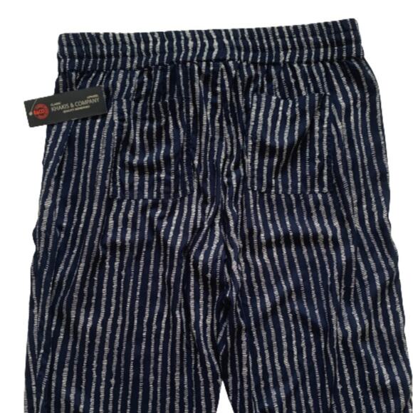 Khakis & Company Pants Blue White Striped Tie Waist Pockets Casual Ankle Large - Picture 6 of 12